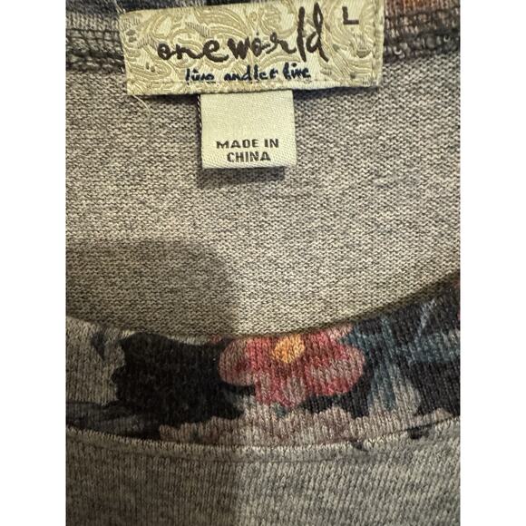 Floral Long Sleeve Knit Tunic Sweater Women’s Size L Bohemian Hippie Patchwork - Picture 4 of 10